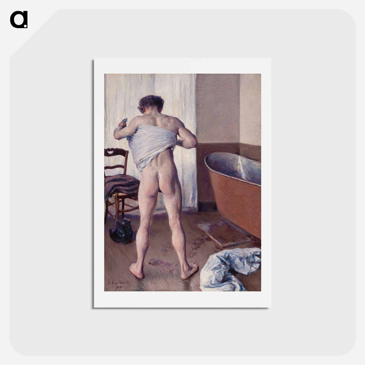 アートポストカード-Man at His Bath - ギュスターヴ カイユボット Postcard.