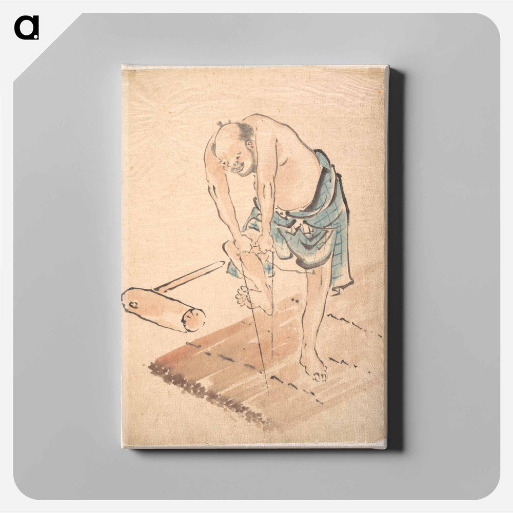 Hokusai's Man on a Raft - 葛飾 北斎 Canvas.