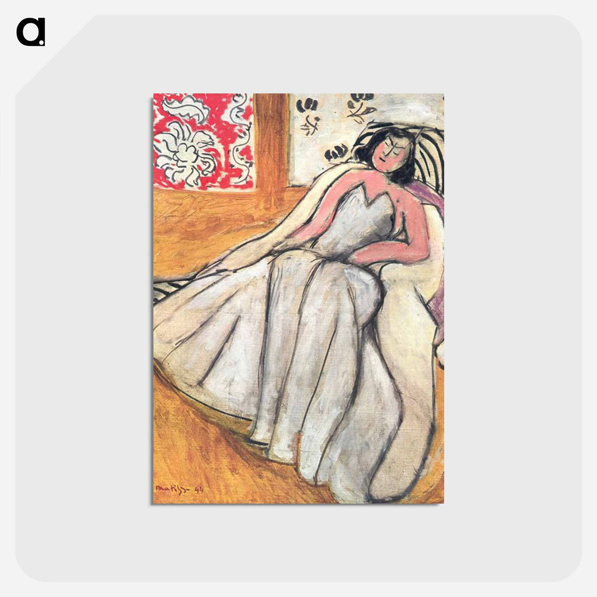 アートポストカード-Girl with a Fur Coat - アンリ マティス Postcard.