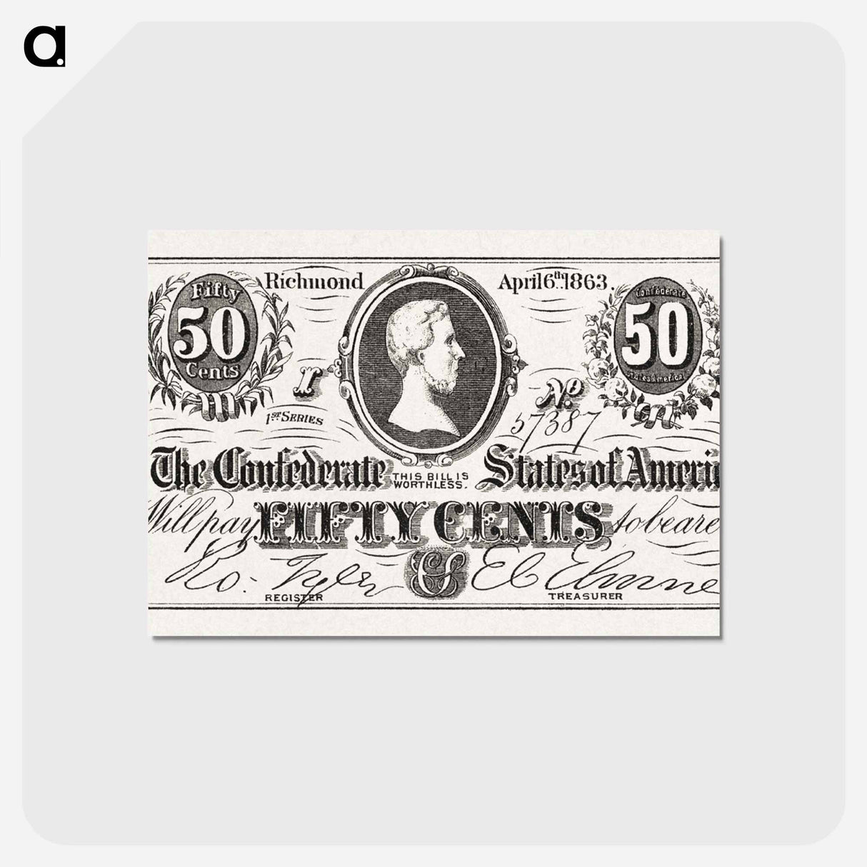 アートポストカード-Confederate Fifty Cents
- ボストン公共図書館 Postcard.