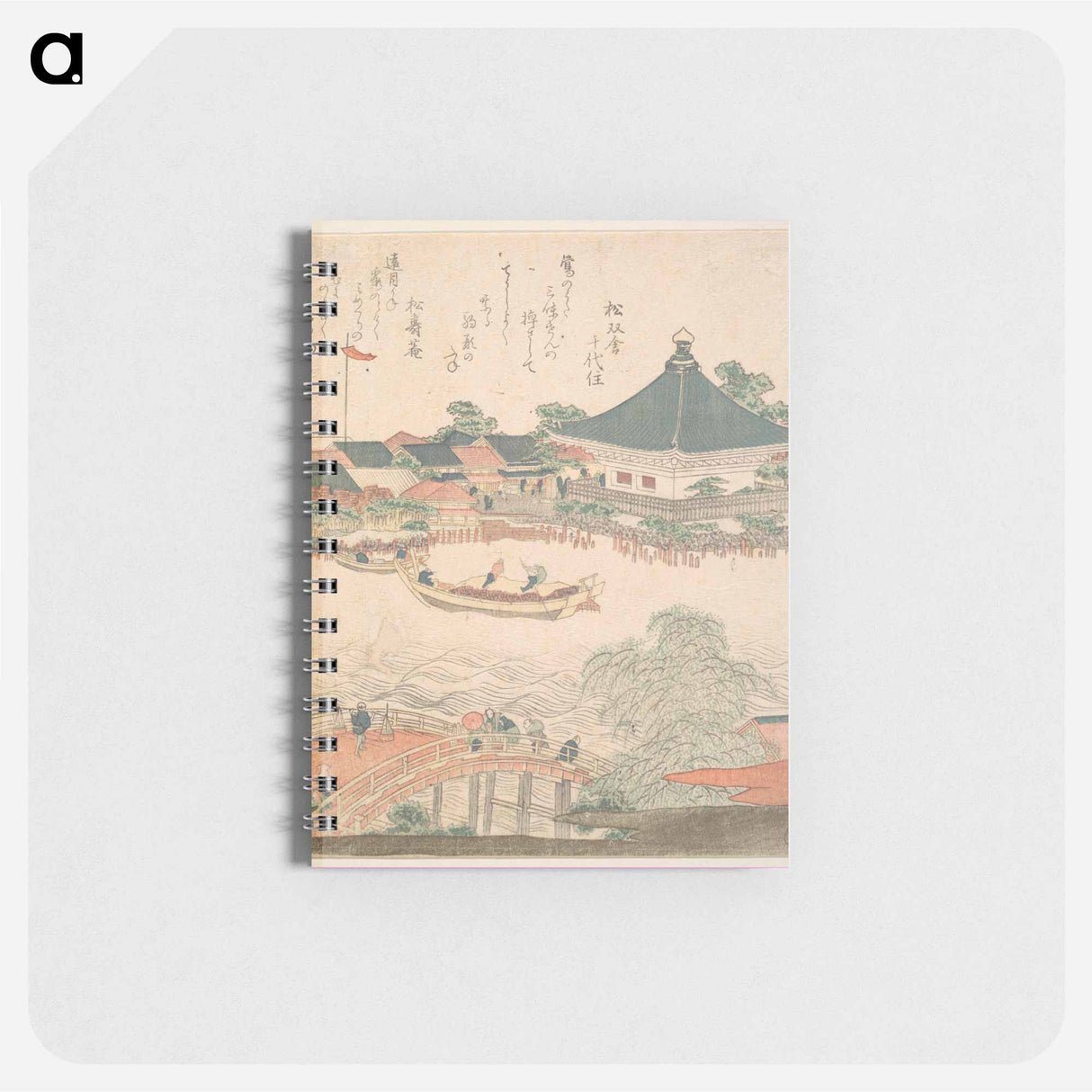 River Scene with Bridge in Foreground - 葛飾 北斎 Memo.