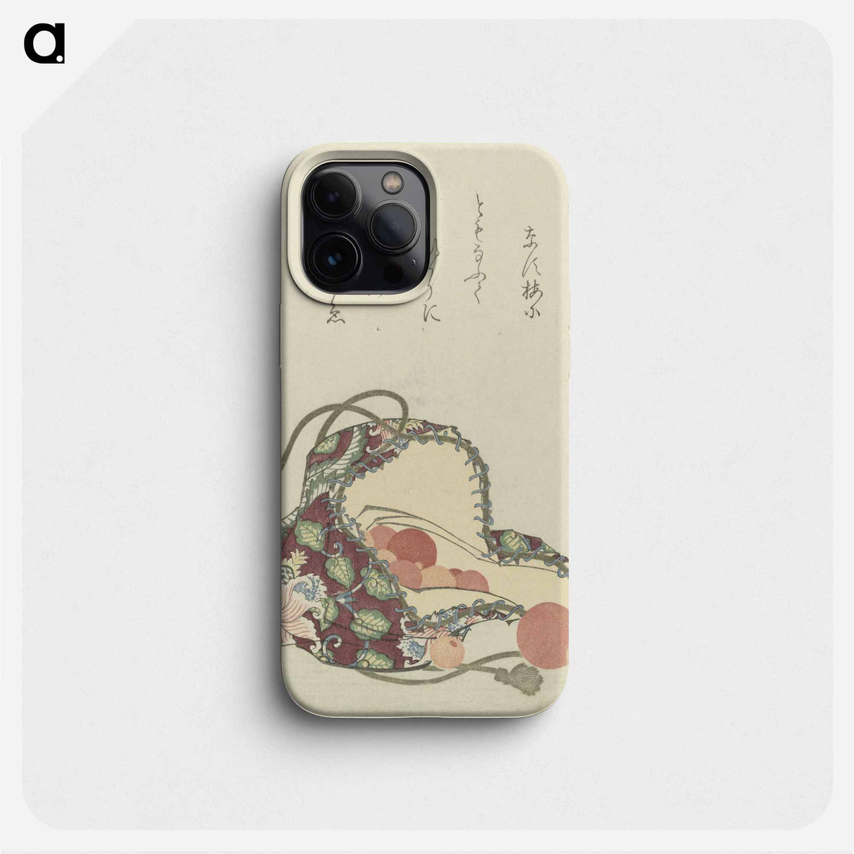花模様の錦の巾着とこぼれる小さな玉 - 葛飾 北斎 Phone Case.