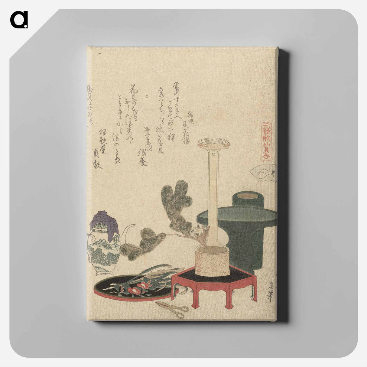 アートパネル-A comparison of Genroku poems and shells - 葛飾 北斎 Canvas.