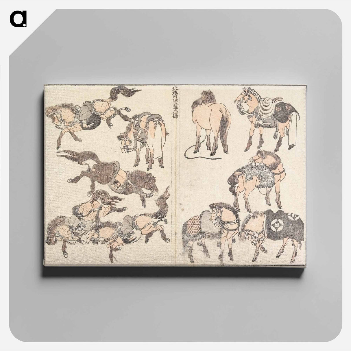 アートパネル-Horses - 葛飾 北斎 Canvas.