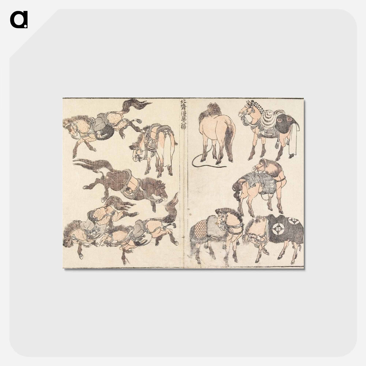 アートポストカード-Horses - 葛飾 北斎 Postcard.
