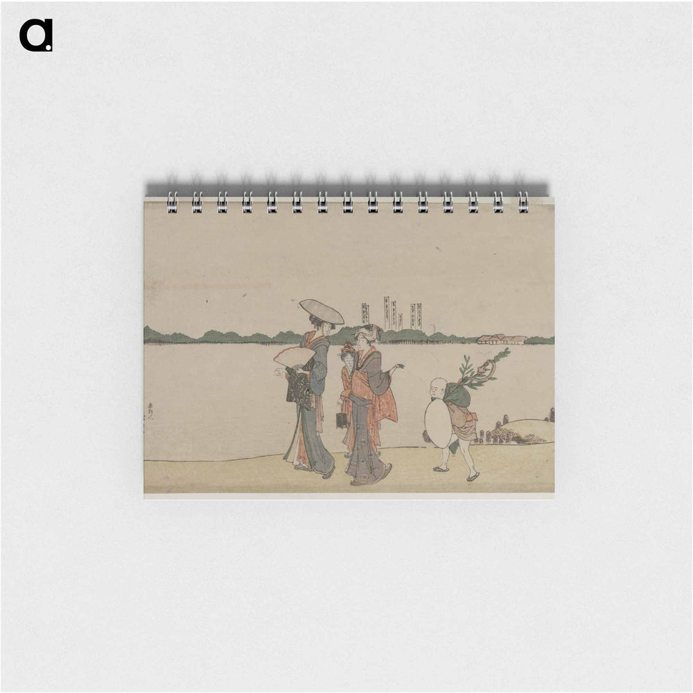 Hokusai's Women and Children Walking Along the Sumida River - 葛飾 北斎 Memo.