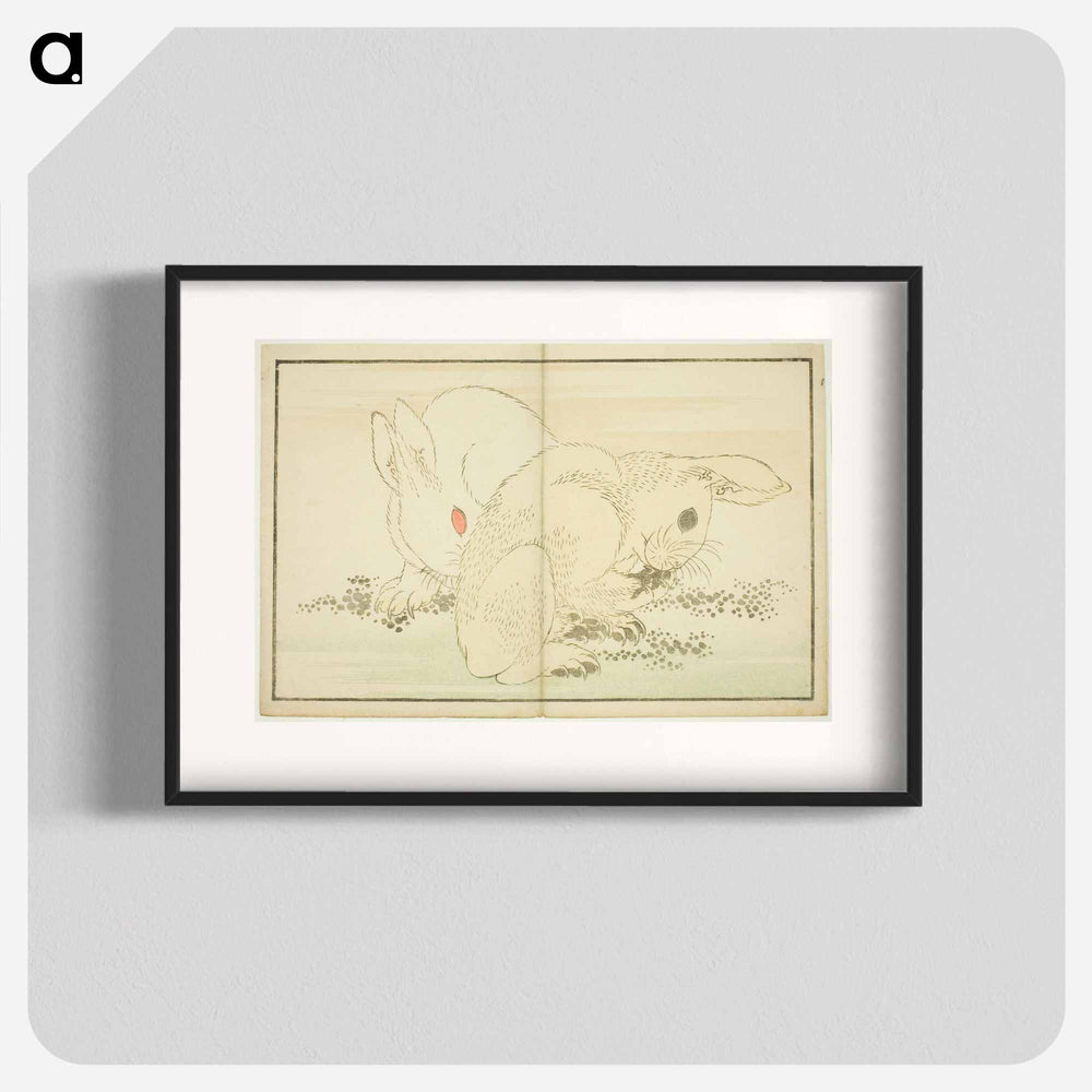 Hokusai's Two Rabbits - Katsushika Hokusai Poster.