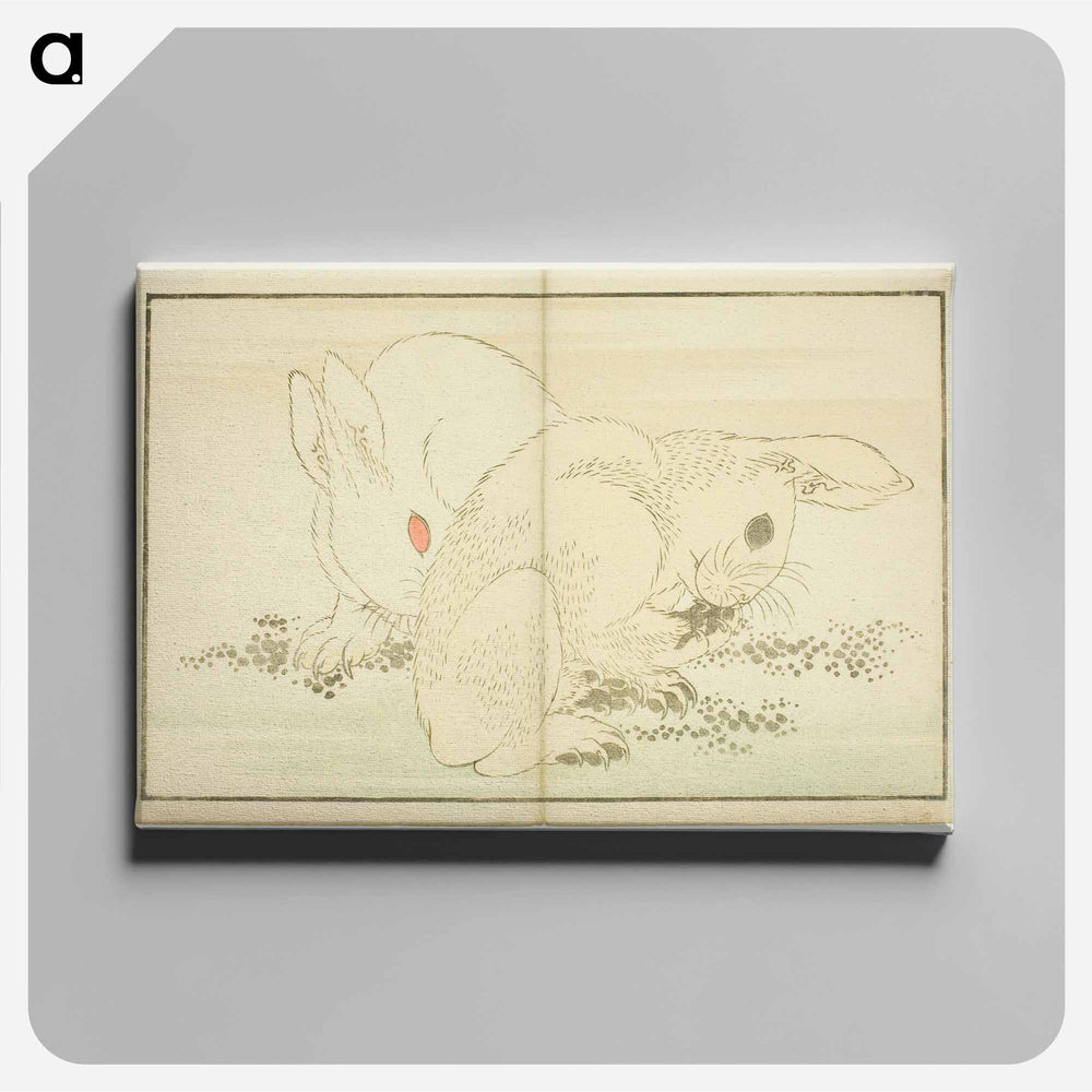 Hokusai's Two Rabbits - Katsushika Hokusai Canvas.