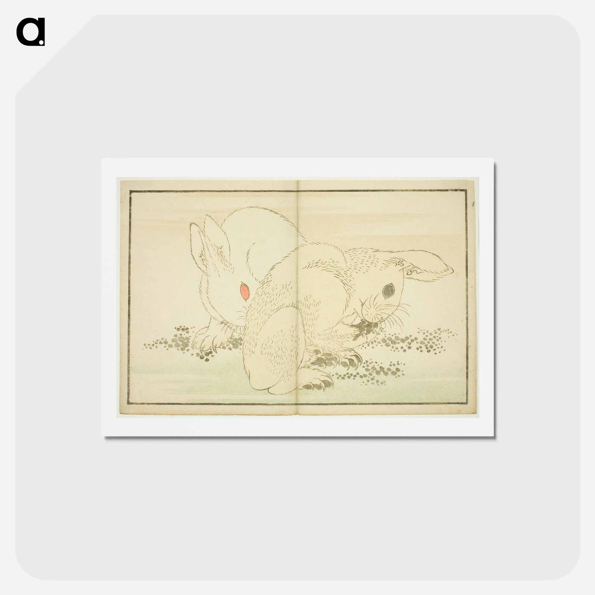 アートポストカード-Hokusai's Two Rabbits - 葛飾 北斎 Postcard.