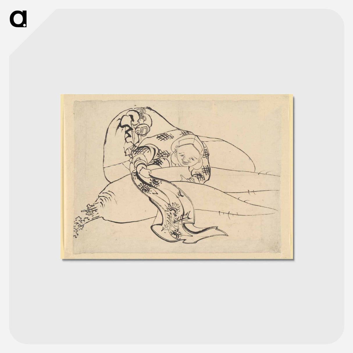 アートポストカード-Daikoku (God of Luck) with Radish - 葛飾 北斎 Postcard.