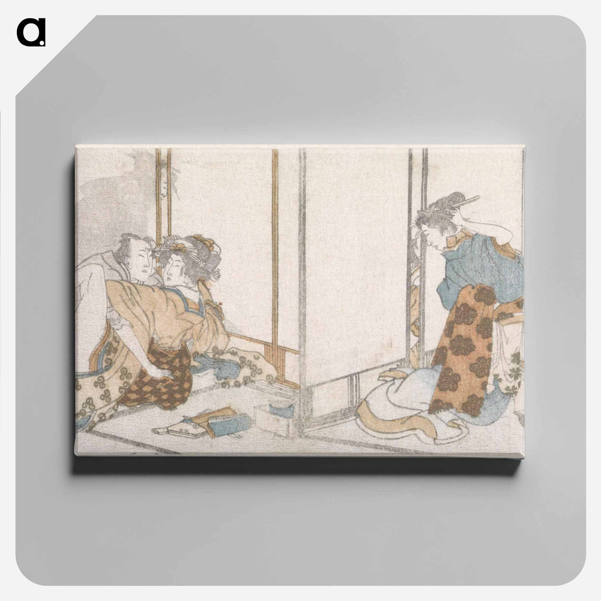 Liefdespaar bespied - 葛飾 北斎 Canvas.