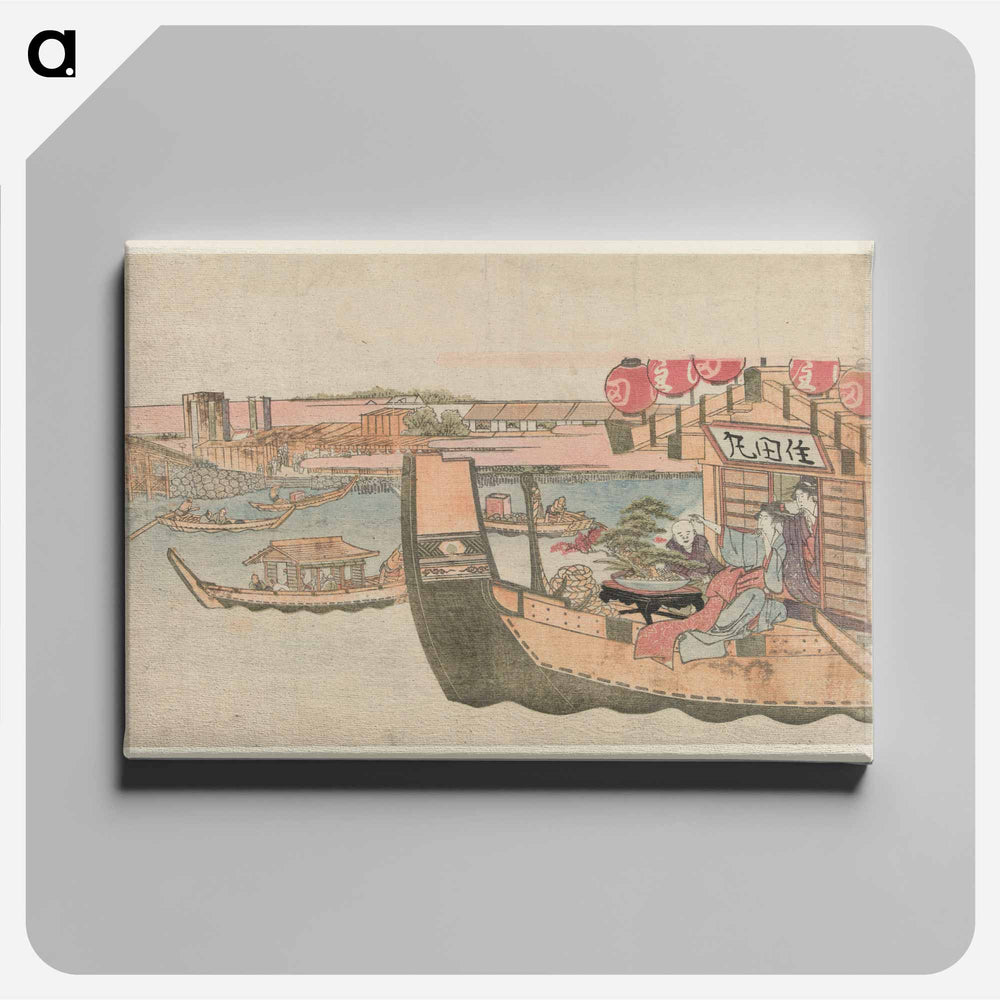 Boating on Sumida river - 葛飾 北斎 Canvas.