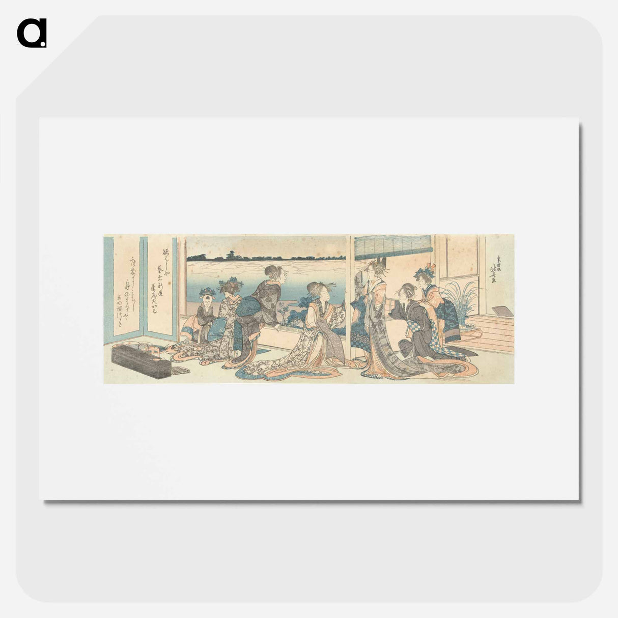 Courtisanes kijkend naar de herfstmaan - 葛飾 北斎 Poster.