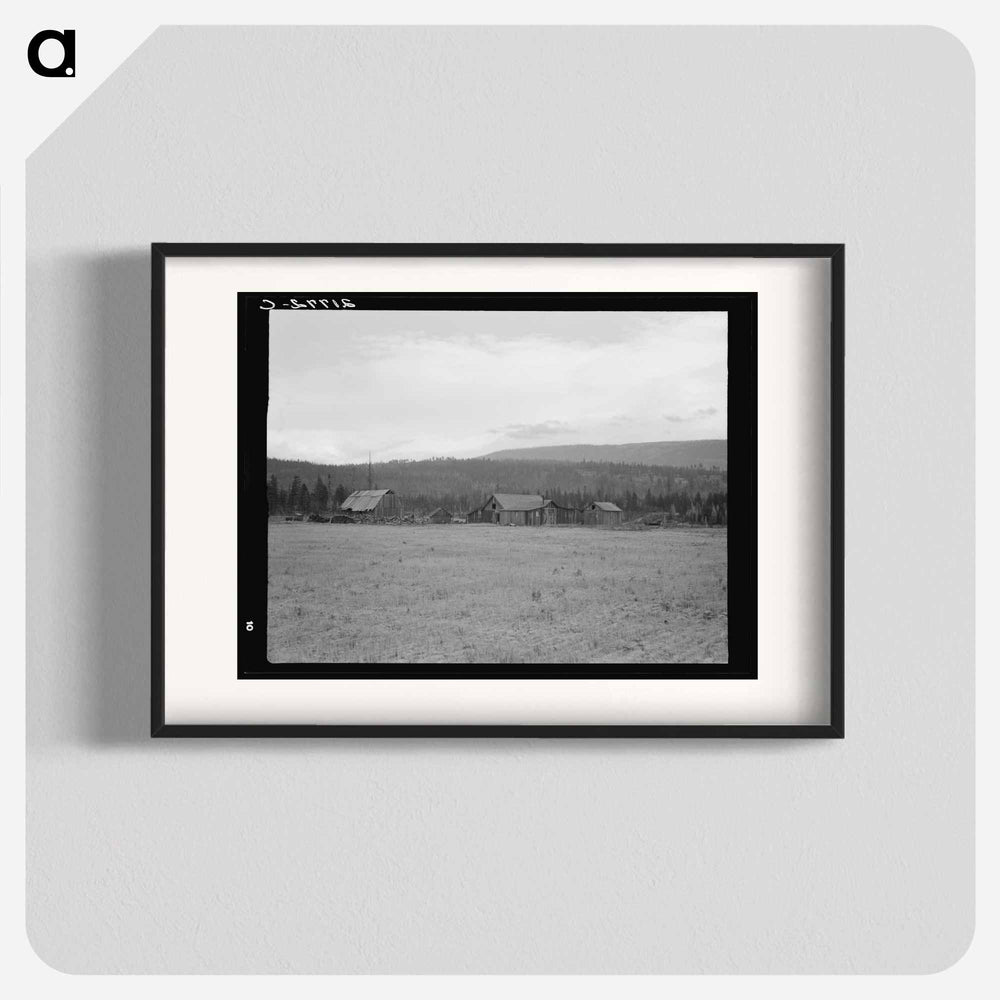 Partially-developed stump ranch seen across cleared grain field - ドロテア ラング Poster.
