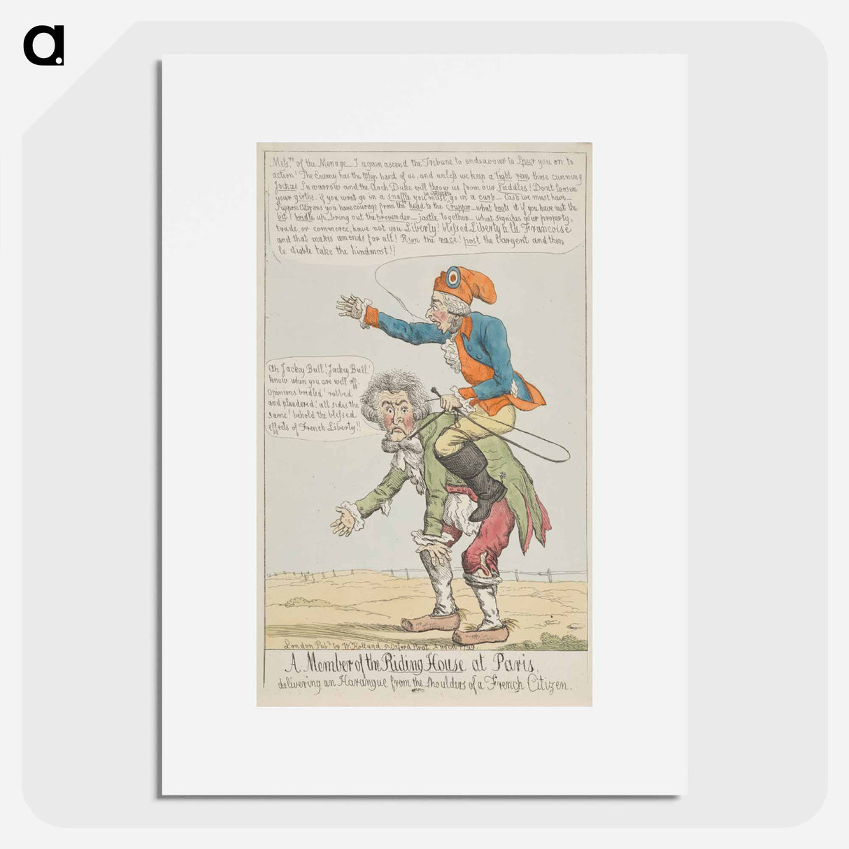 アートポスター-A Member of the Riding House at Paris, Delivering an Harangue from the Shoulders of a French Citizen
- イェール大学アートギャラリー Poster.