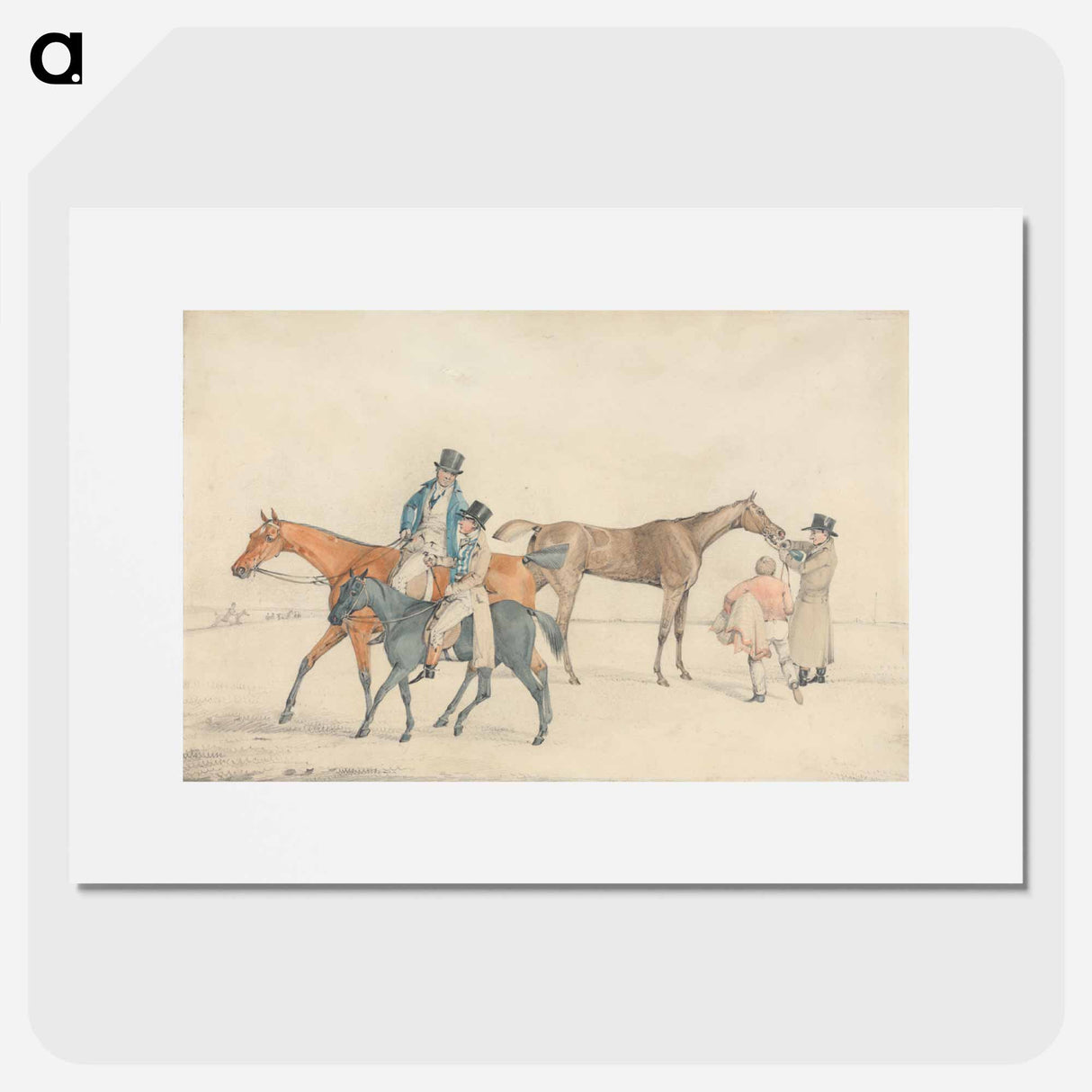 アートポスター-After the Race: Owner or Trainer Riding and Conversing with Jockey on Trainer's Hack; at Right, a Racehouse Being Watered and Rugged after Racing
- イェール大学アートギャラリー Poster.