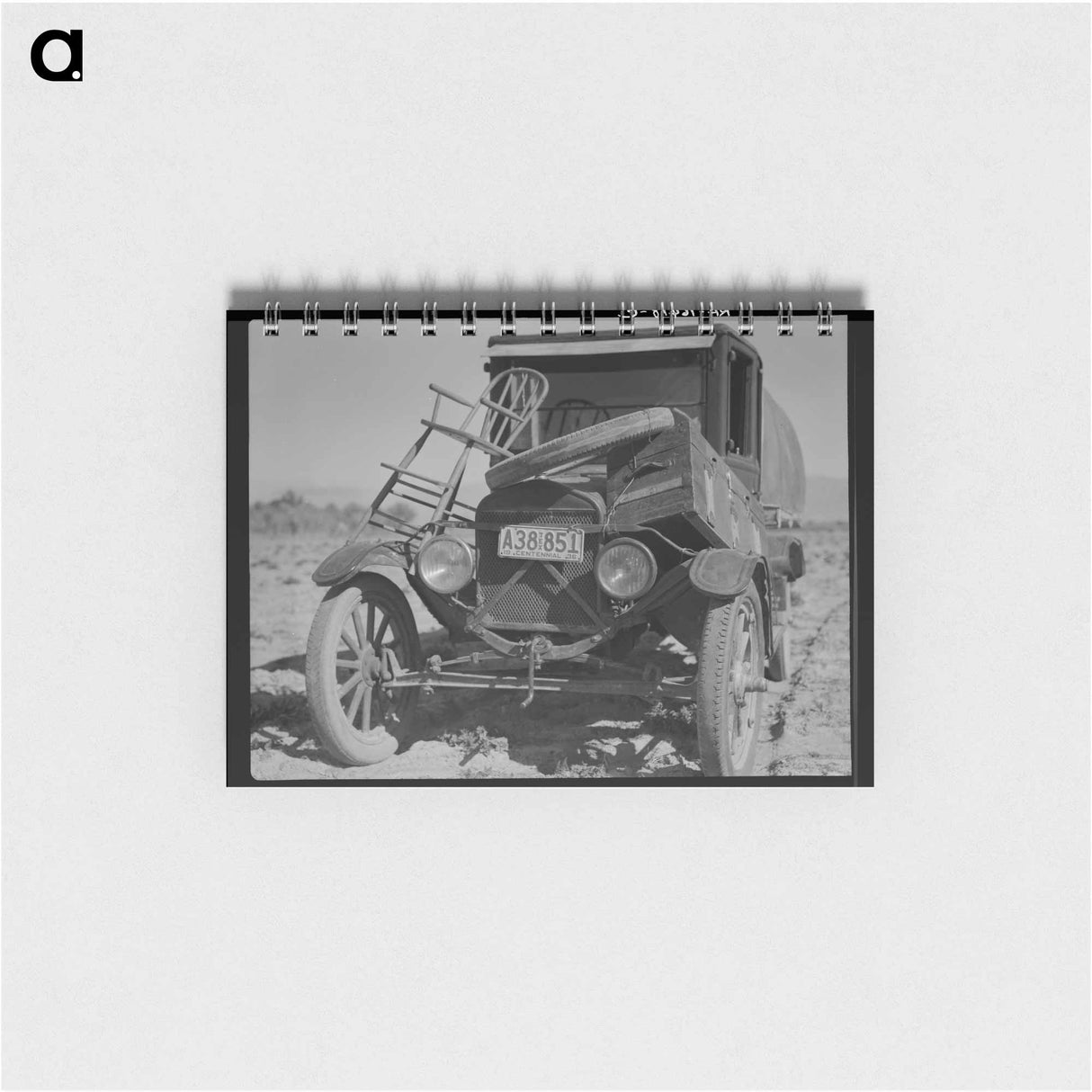 アートメモ帳-Car of drought refugee on edge of carrot field in the Coachella Valley. California - ドロテア ラング Memo.