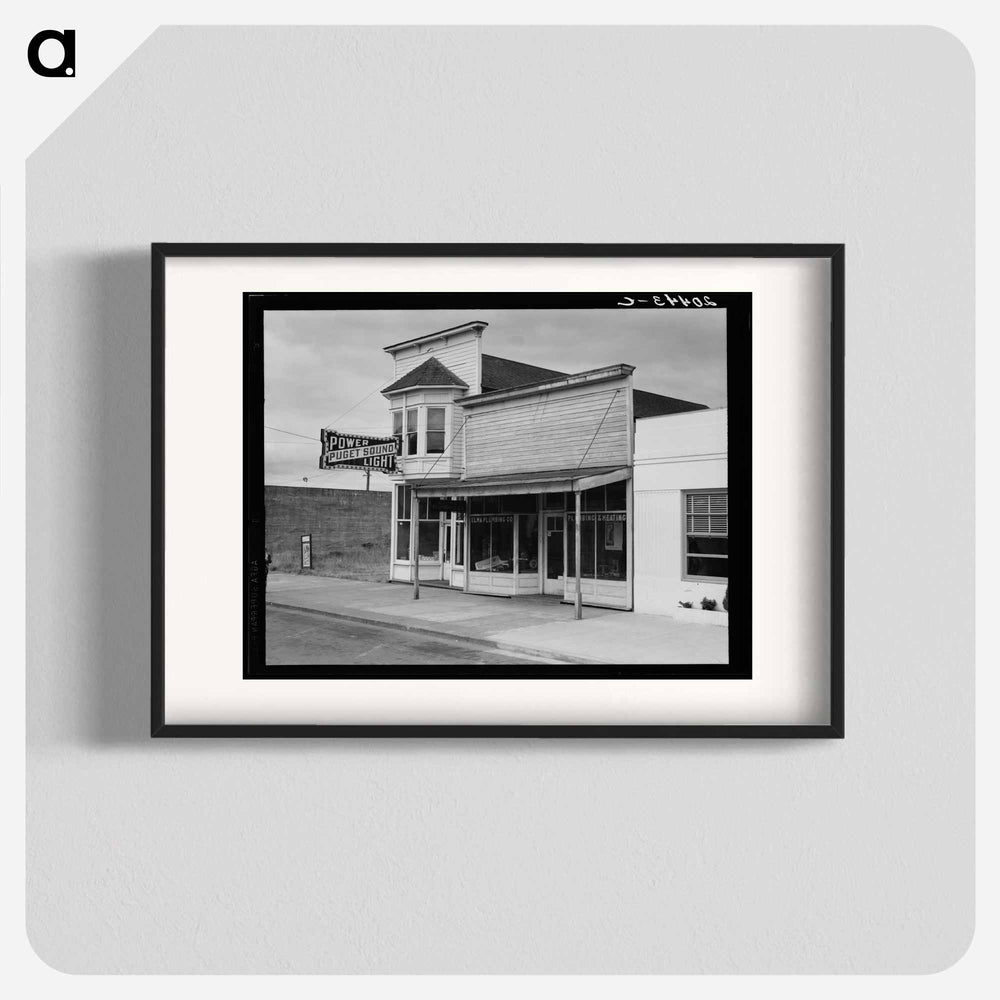Western Washington, Grays Harbor country. Elma. Main street. Note modern building which adjoins Elma city hall. The real estate and flower business is across the street. Sourced from the Library of Co - ドロテア ラング Poster.