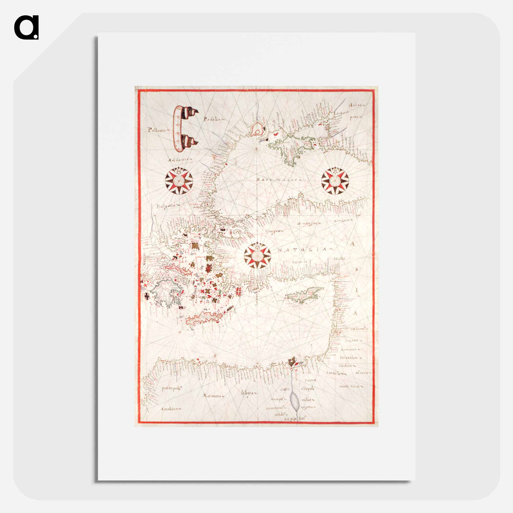 Portolan atlas of the Mediterranean Sea, western Europe, and the northwest coast of Africa - アンティーク地図 Poster.