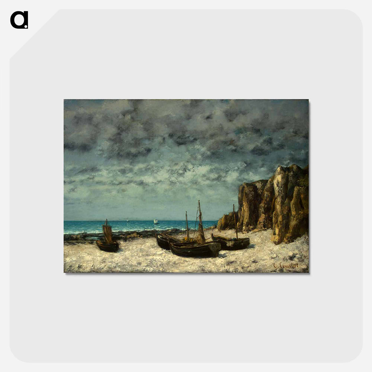 アートポストカード-Boats on a Beach, Etretat - ギュスターヴ クールベ Postcard.