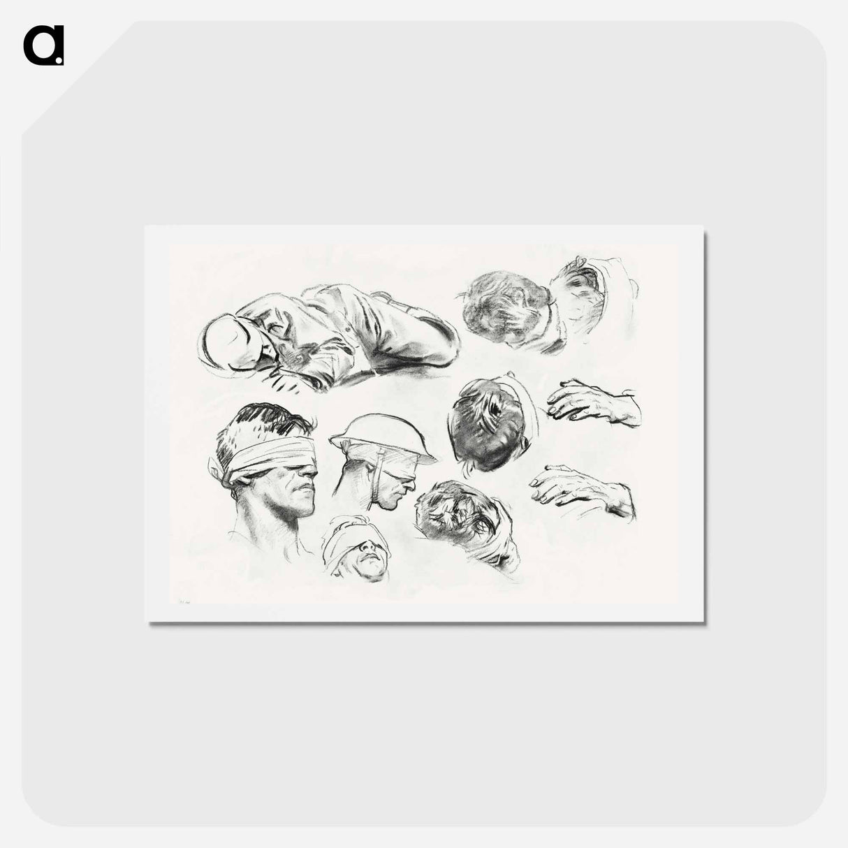 アートポストカード-Studies for "Gassed" by John Singer Sargent - ジョン シンガー サージェント Postcard.