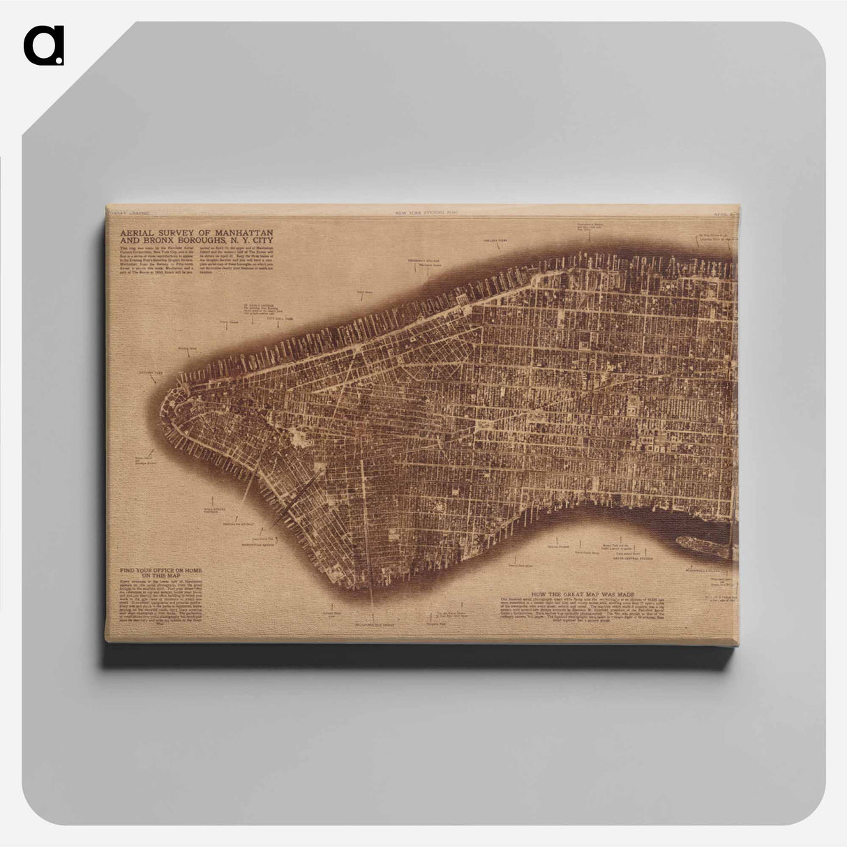 New York City - アンティーク地図 Canvas.