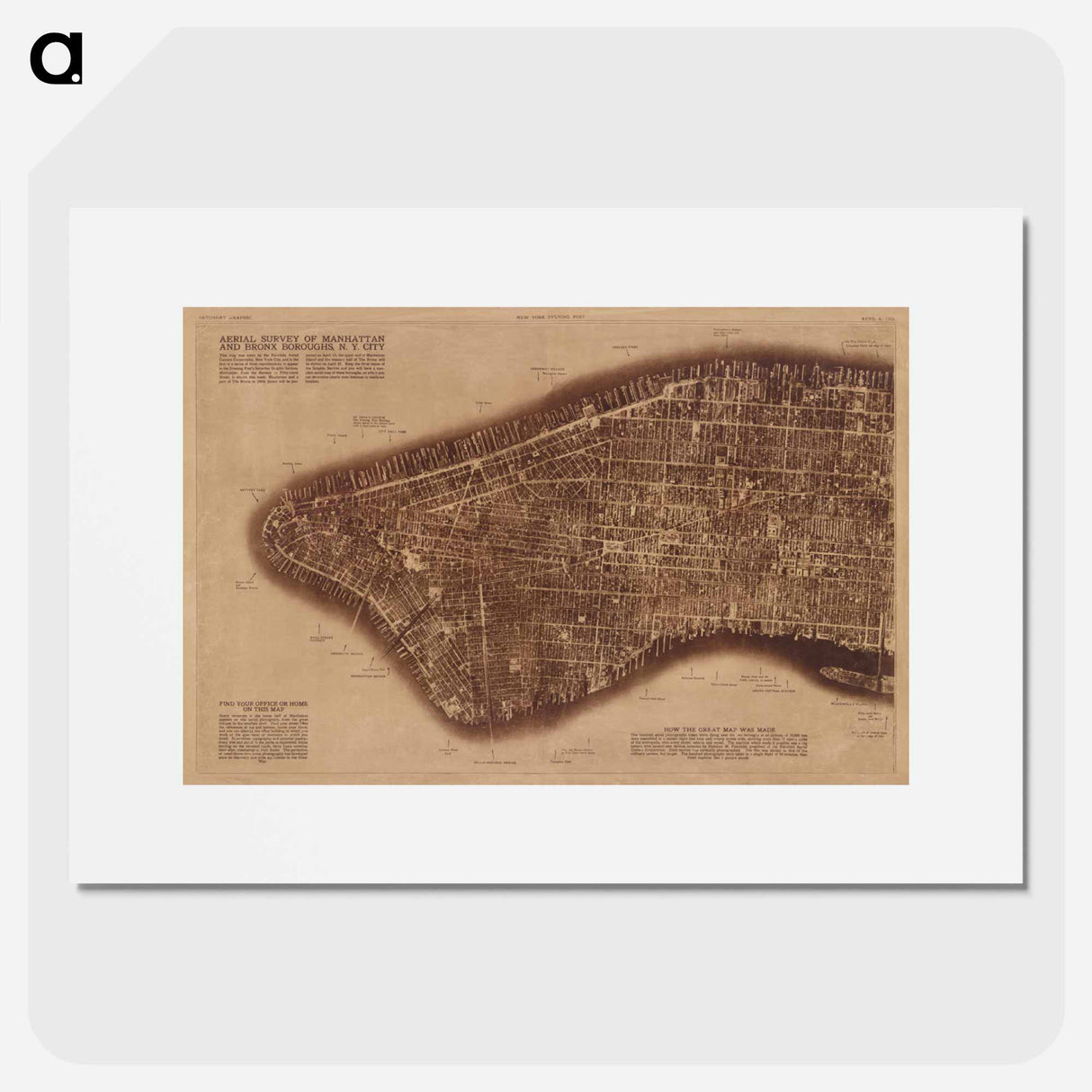 New York City - アンティーク地図 Poster.