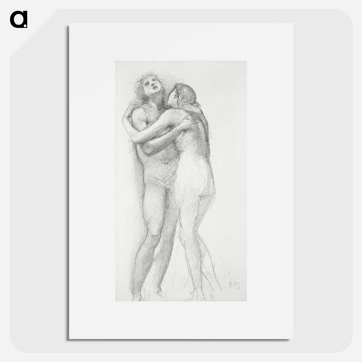 Two Nudes Embracing - エドワード バーン ジョーンズ Poster.