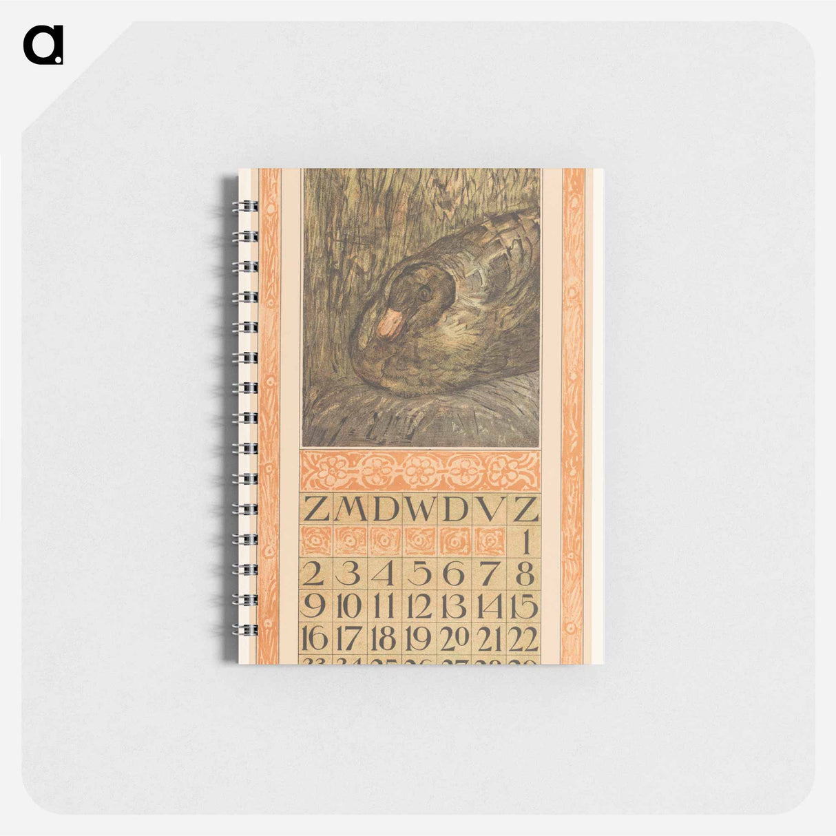 Kalenderblad mei met broedende eend - テオ ヴァン ホイテマ Memo.