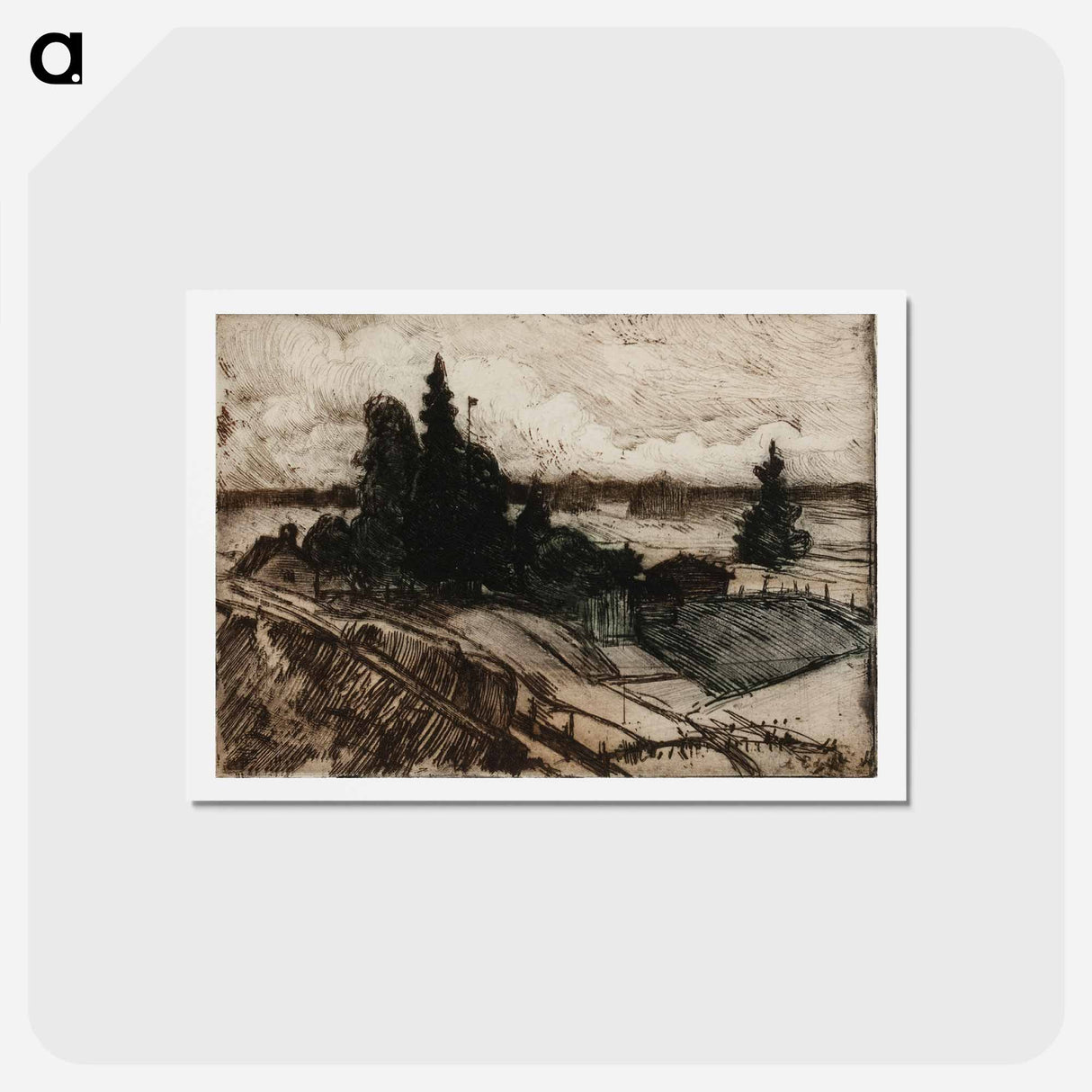 Summer landscape from uusimaa province - アルバート エーデルフェルト Postcard.