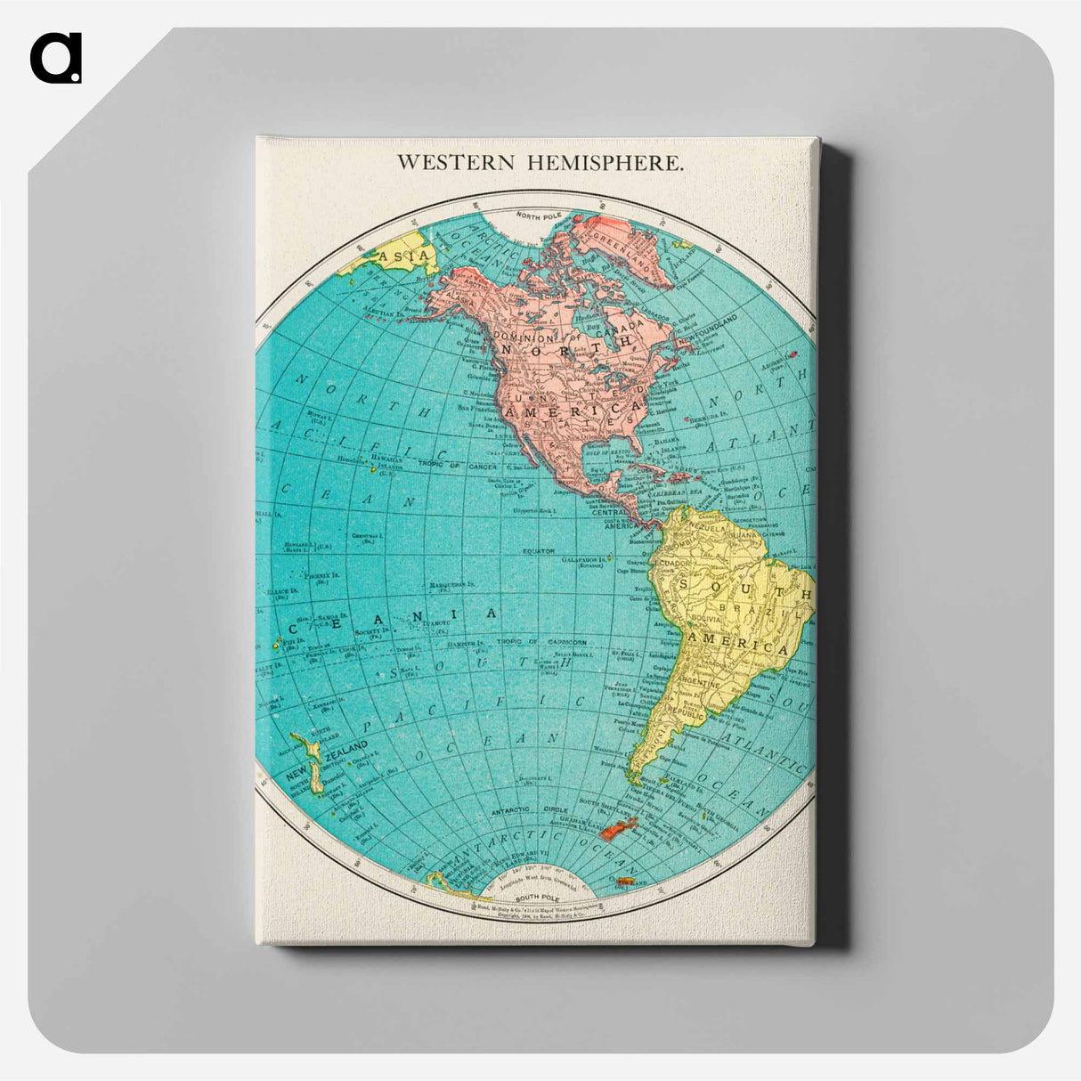 Western Hemisphere - アンティーク地図 Canvas.