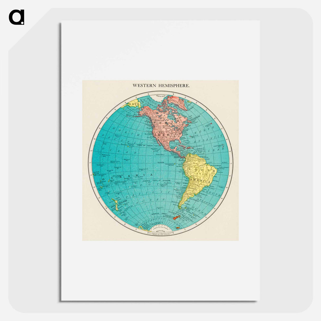Western Hemisphere - アンティーク地図 Poster.