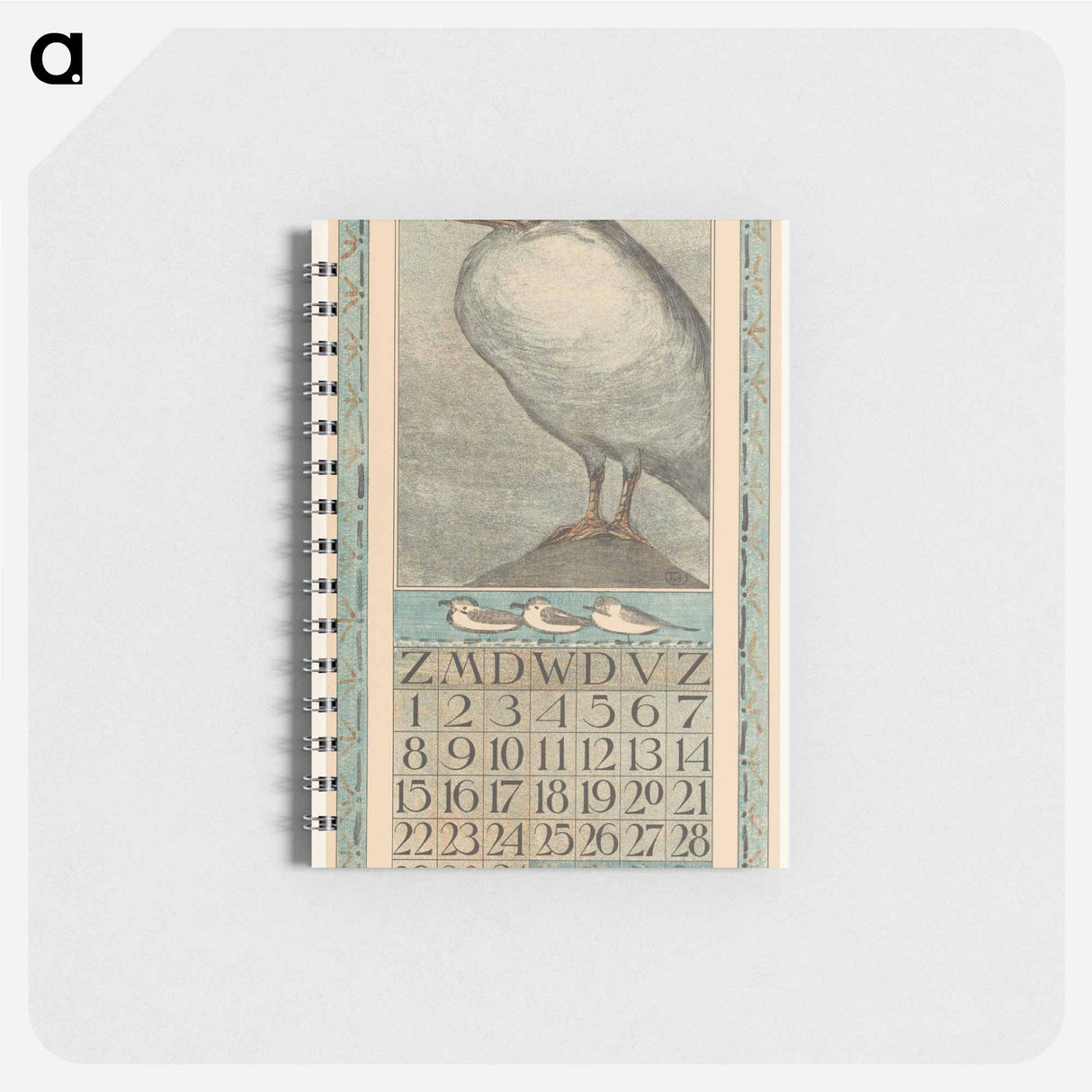 Kalenderblad maart met zilvermeeuw - テオ ヴァン ホイテマ Memo.