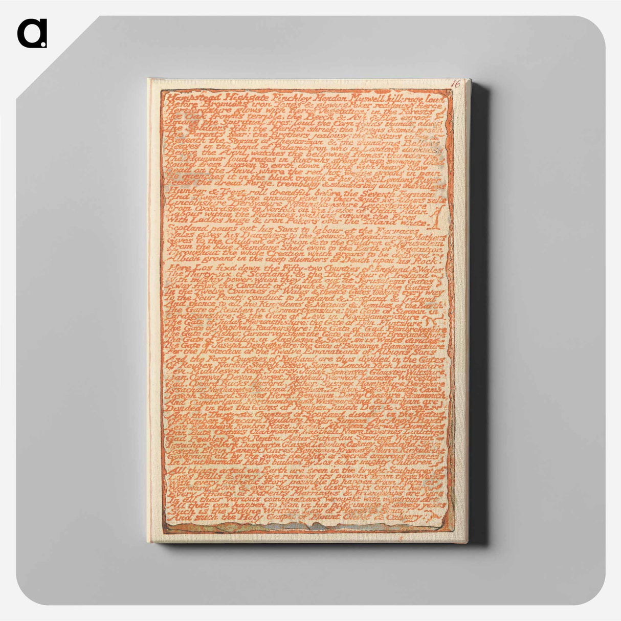 アートパネル-Jerusalem, Plate 16, "Hampstead Highgate Finchley" - ウィリアム ブレイク Canvas.