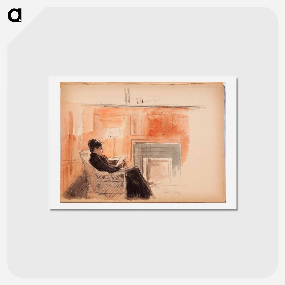 アートポストカード-Ellan edelfelt lukemassa uunin edustalla kilon huvilassa - アルバート エーデルフェルト Postcard.