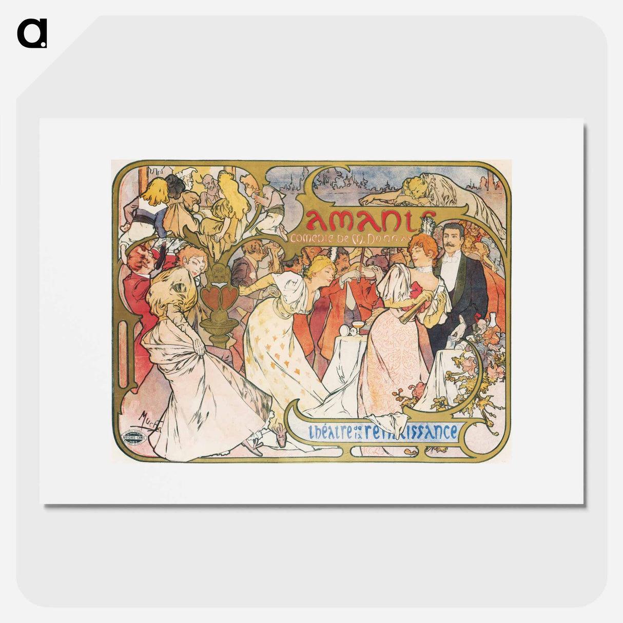 The Lovers - アルフォンス ミュシャ Poster.