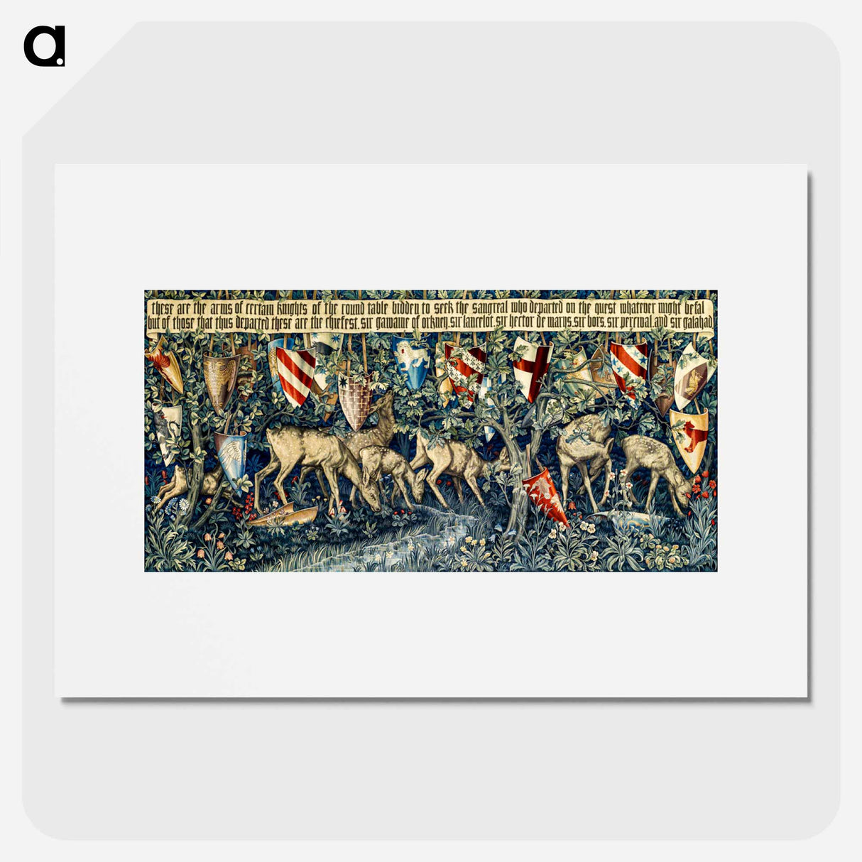 Quest for the Holy Grail Tapestries: Verdure with Deer and Shields - エドワード バーン ジョーンズ Poster.