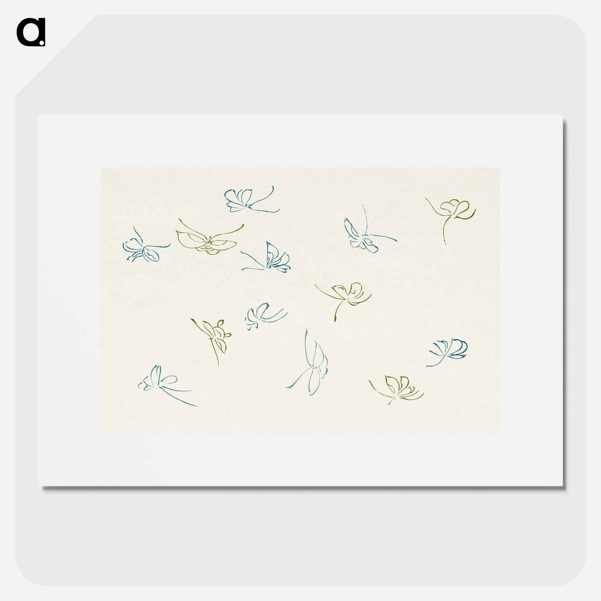 Japanese butterfly - 神坂 雪佳 Poster.