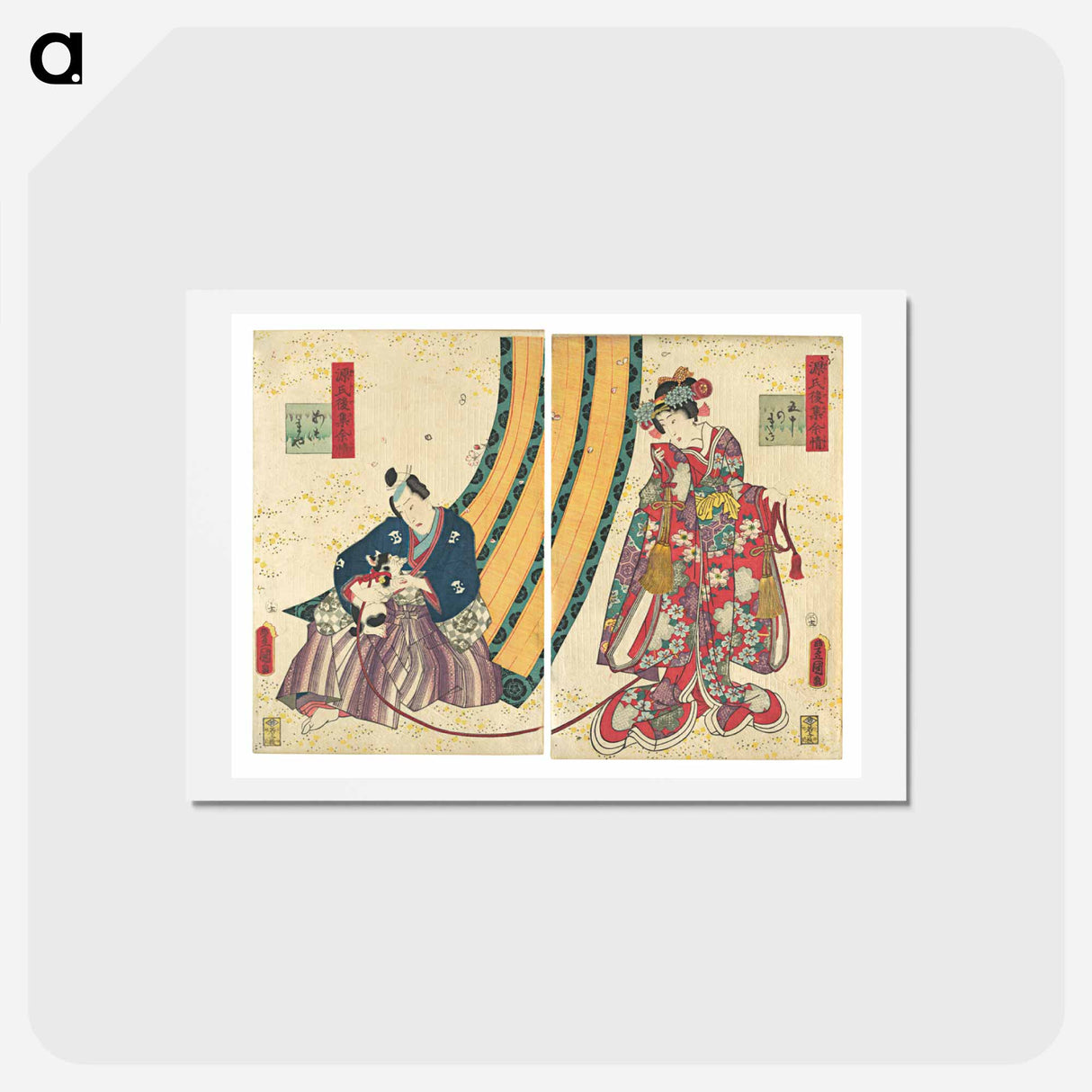アートポストカード-Parody of the Third Princess and Kashiwagi: “Chapter 50: A Hut in the Eastern Provinces”
- 歌川 国貞 Postcard.