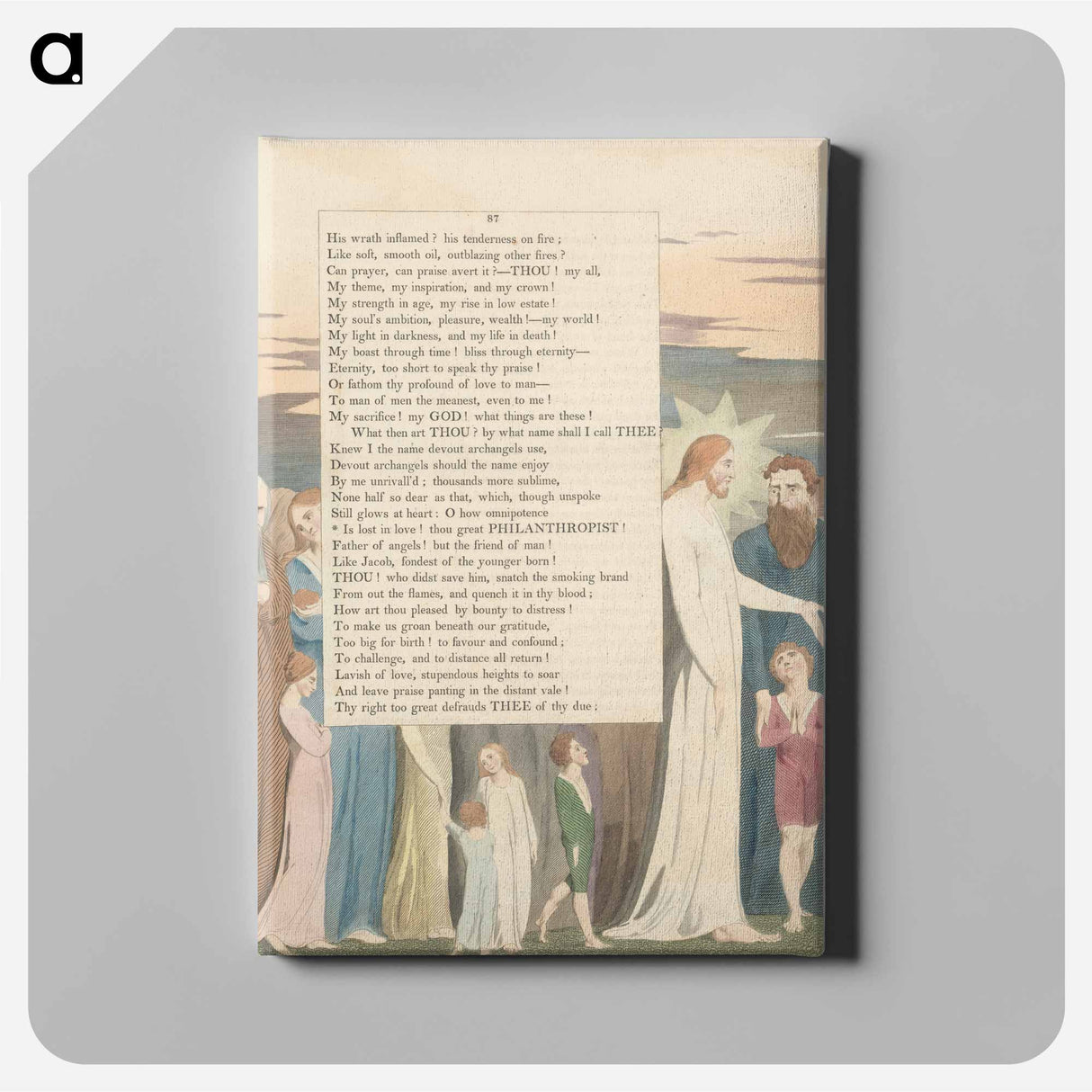 Young's Night Thoughts, Page 87, "Is Lost in Love! Thou Great Philanthropist" - William Blake Canvas.