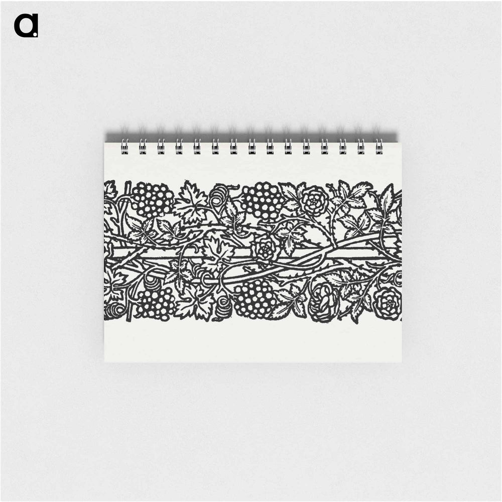 Love is Enough–Upright Border or Sidepiece with Roses and Vines with Bunches of Grapes entwined around a Pole - ウィリアム モリス Memo.