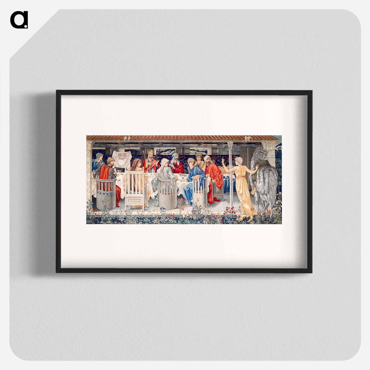 Quest for the Holy Grail Tapestries: Panel 1: Knights of the Round Table Summoned to the Quest by the Strange Damsel - エドワード バーン ジョーンズ Poster.