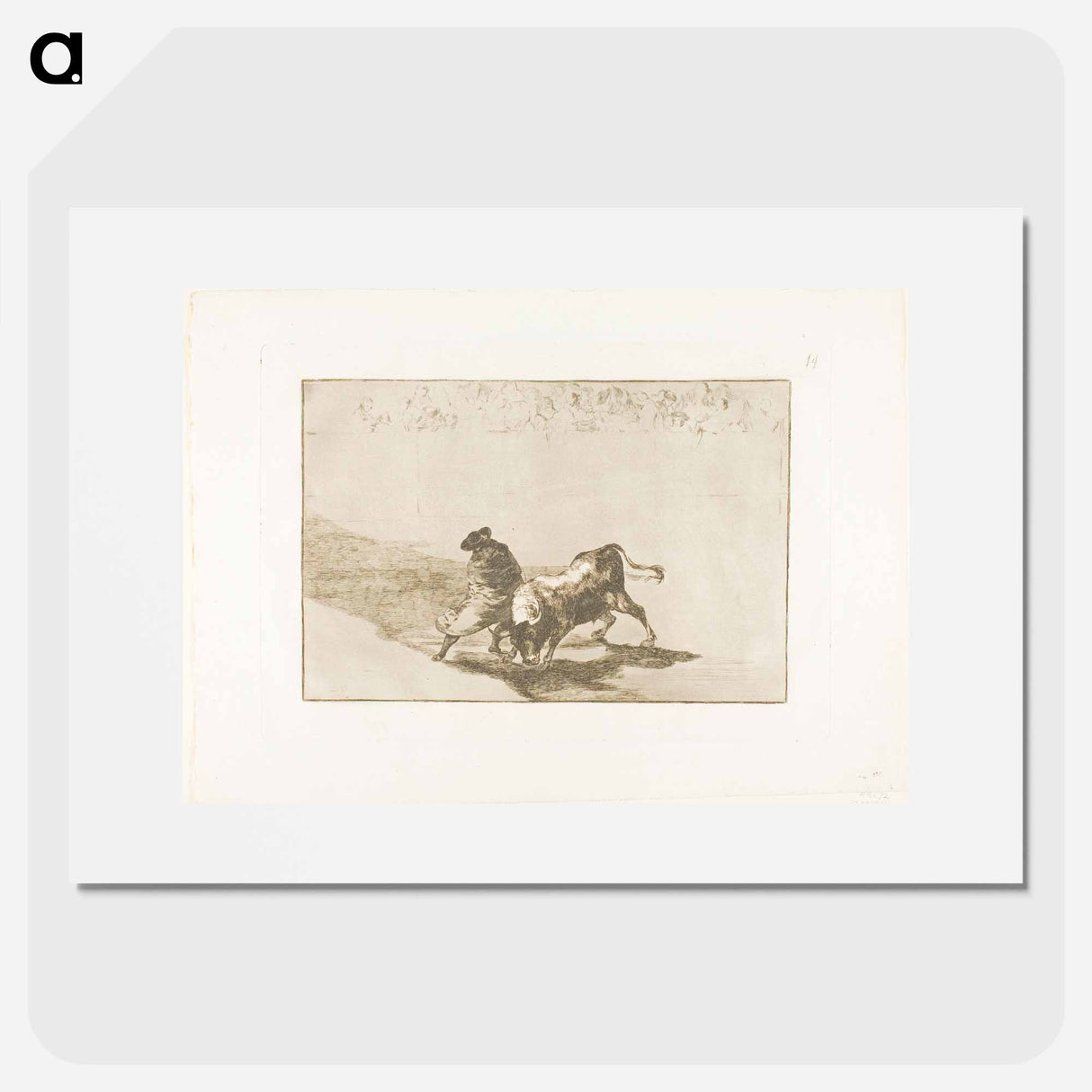 The Very Skillful Student of Falces, Wrapped in his Cape, Tricks the Bull with the Play of his Body - Francisco de Goya Poster.