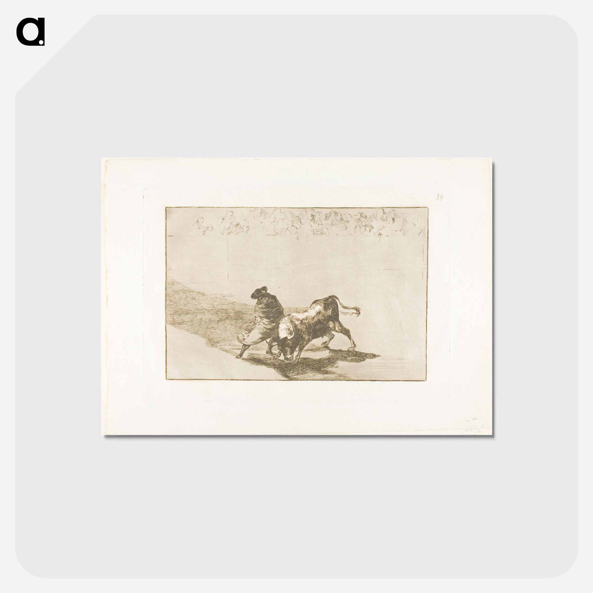 アートポストカード-The Very Skilful Student of Falces, Wrapped in his Cape, Tricks the Bull with the Play of his Body - フランシスコ デ ゴヤ Postcard.