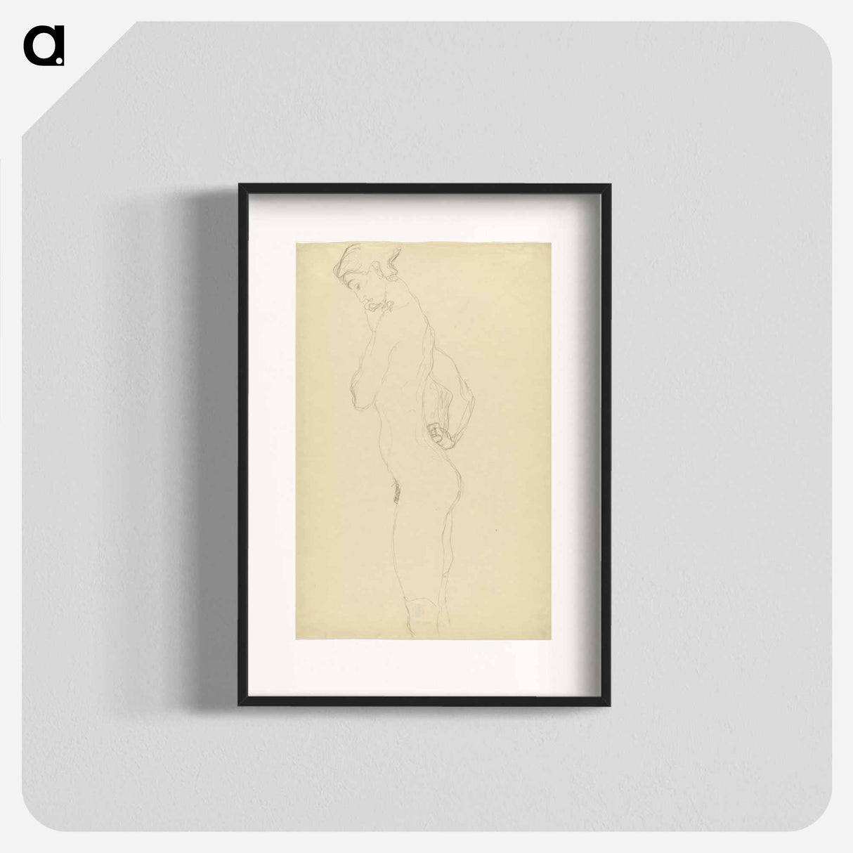 Standing female nude in profile to the left - グスタフ クリムト Poster.