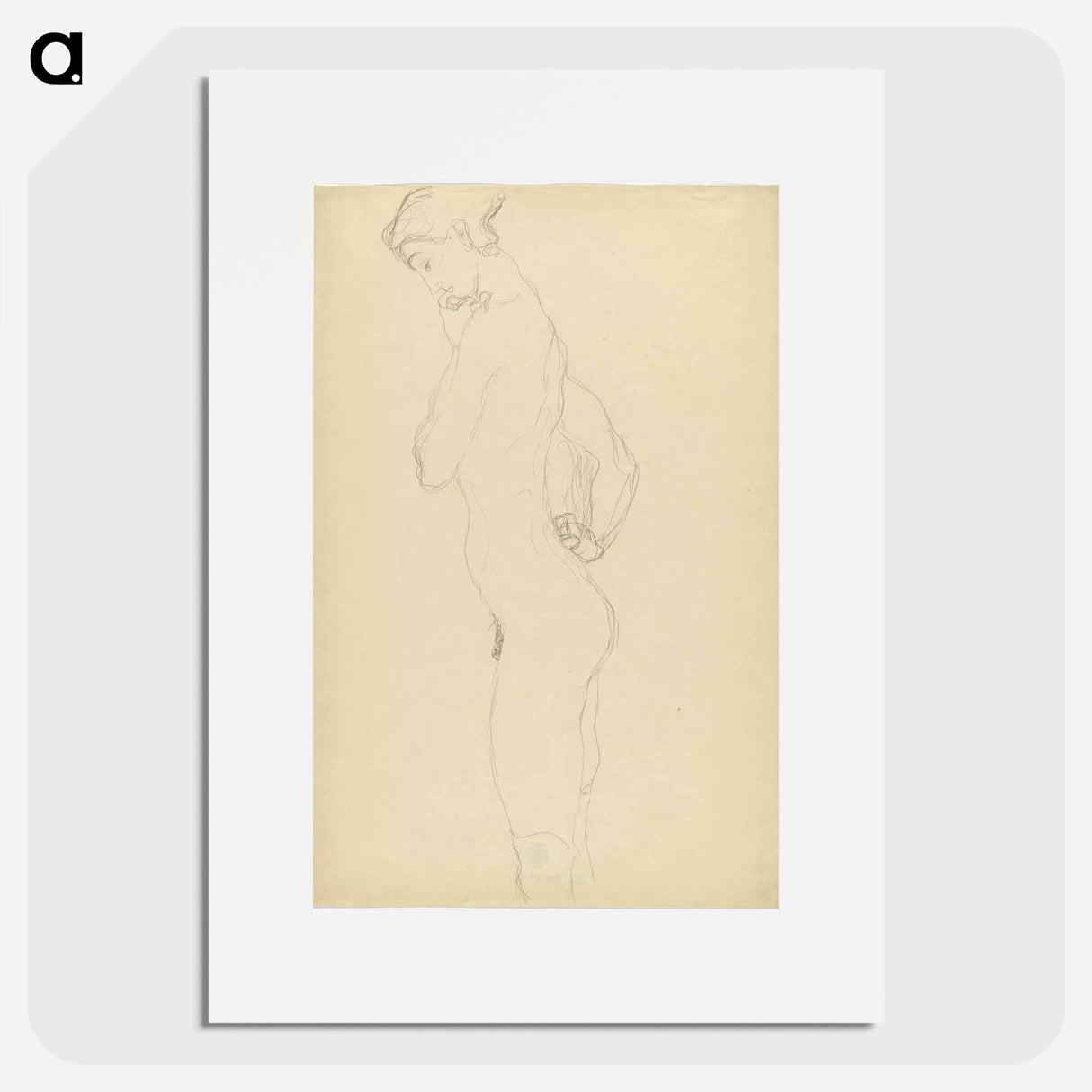 Standing female nude in profile to the left - グスタフ クリムト Poster.