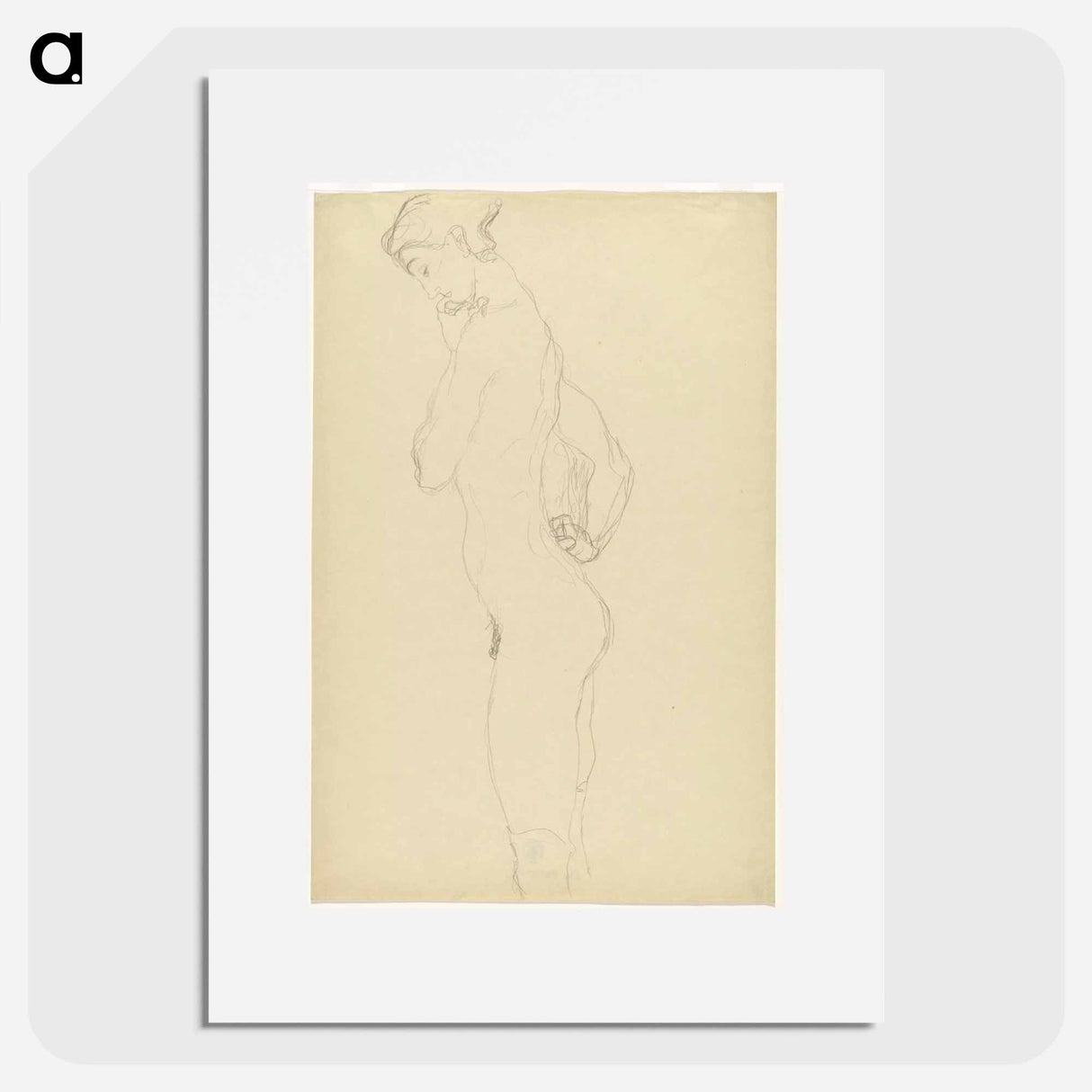 Standing female nude in profile to the left - グスタフ クリムト Poster.