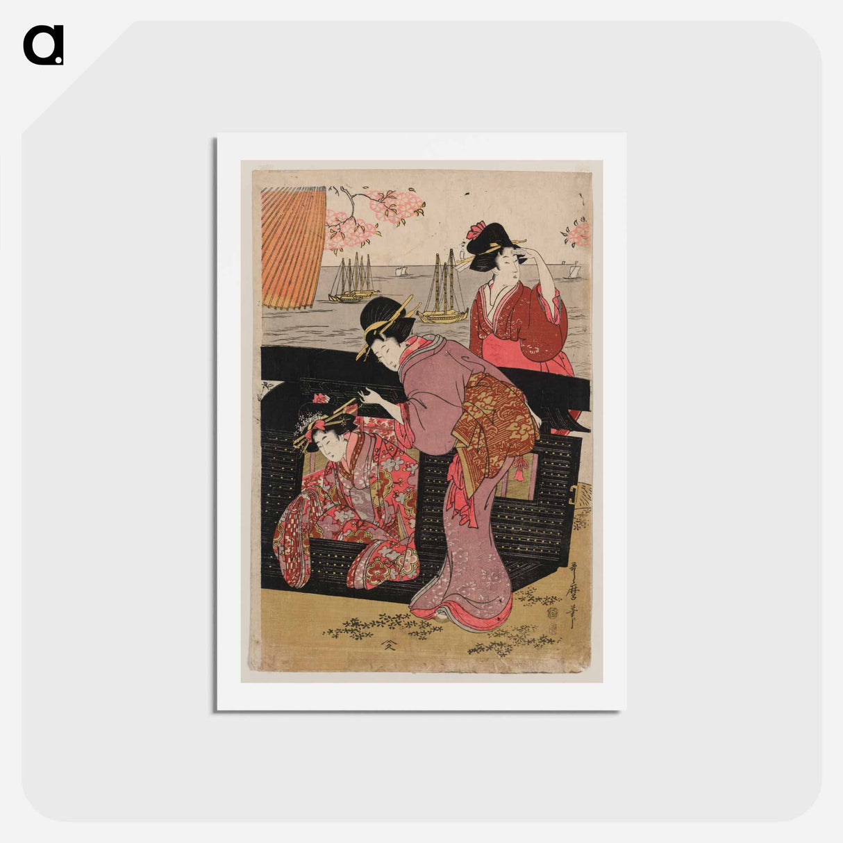 アートポストカード-Gotenyama no hanami - 喜多川 歌麿 Postcard.