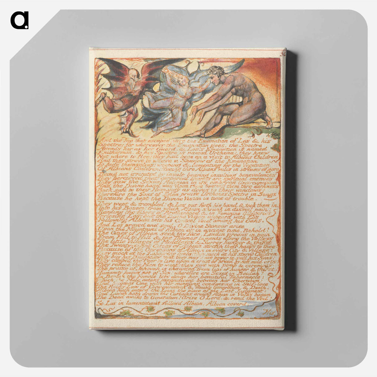 アートパネル-Jerusalem, Plate 30, "And the Two that escaped...." - ウィリアム ブレイク Canvas.