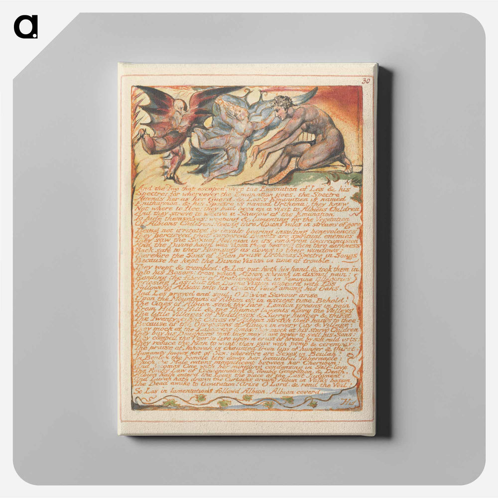 Jerusalem, Plate 30, "And the Two that escaped...." - William Blake Canvas.